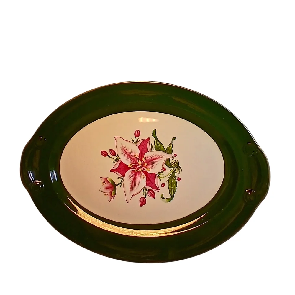 Vintage Floral Oval Serving Platter